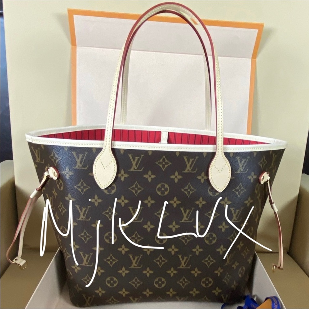 Brand New Never Used Louis Vuitton Neverfull MM in Monogram & Cherry